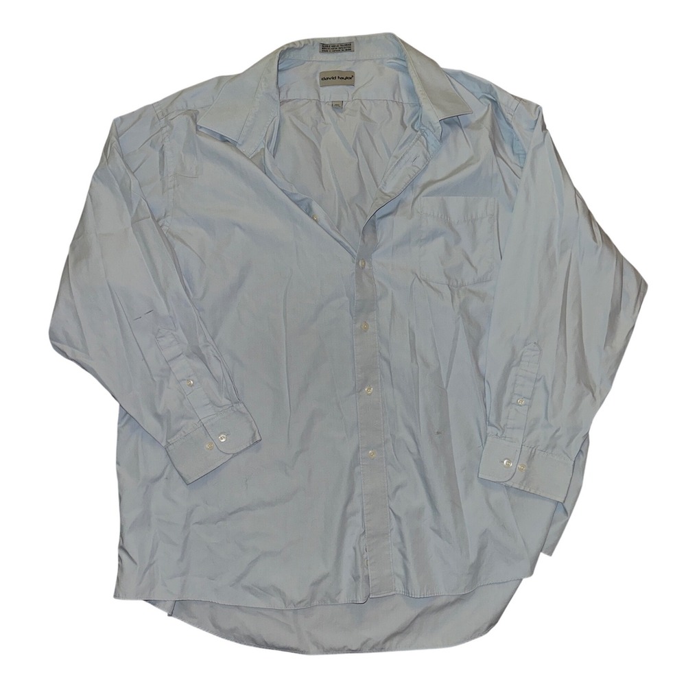 David Taylor Mens Light Blue Long Sleeve Button Down Dress Shirt 19.5 34/35